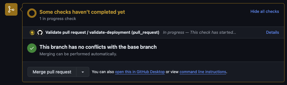 Workflow for validating Salesforce running in an open pull request